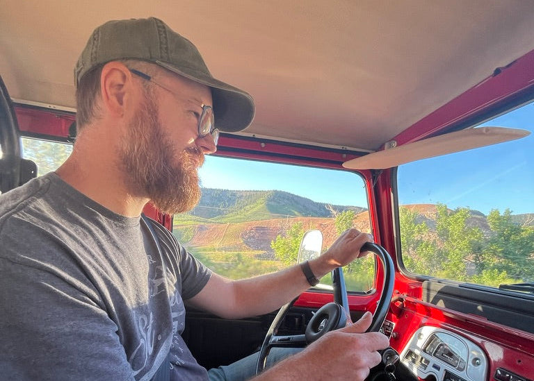 Andy at the wheel of Fritz near Longmont, Colorado